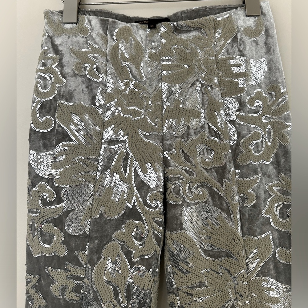 MAJE sequin-embroidered velvet pants